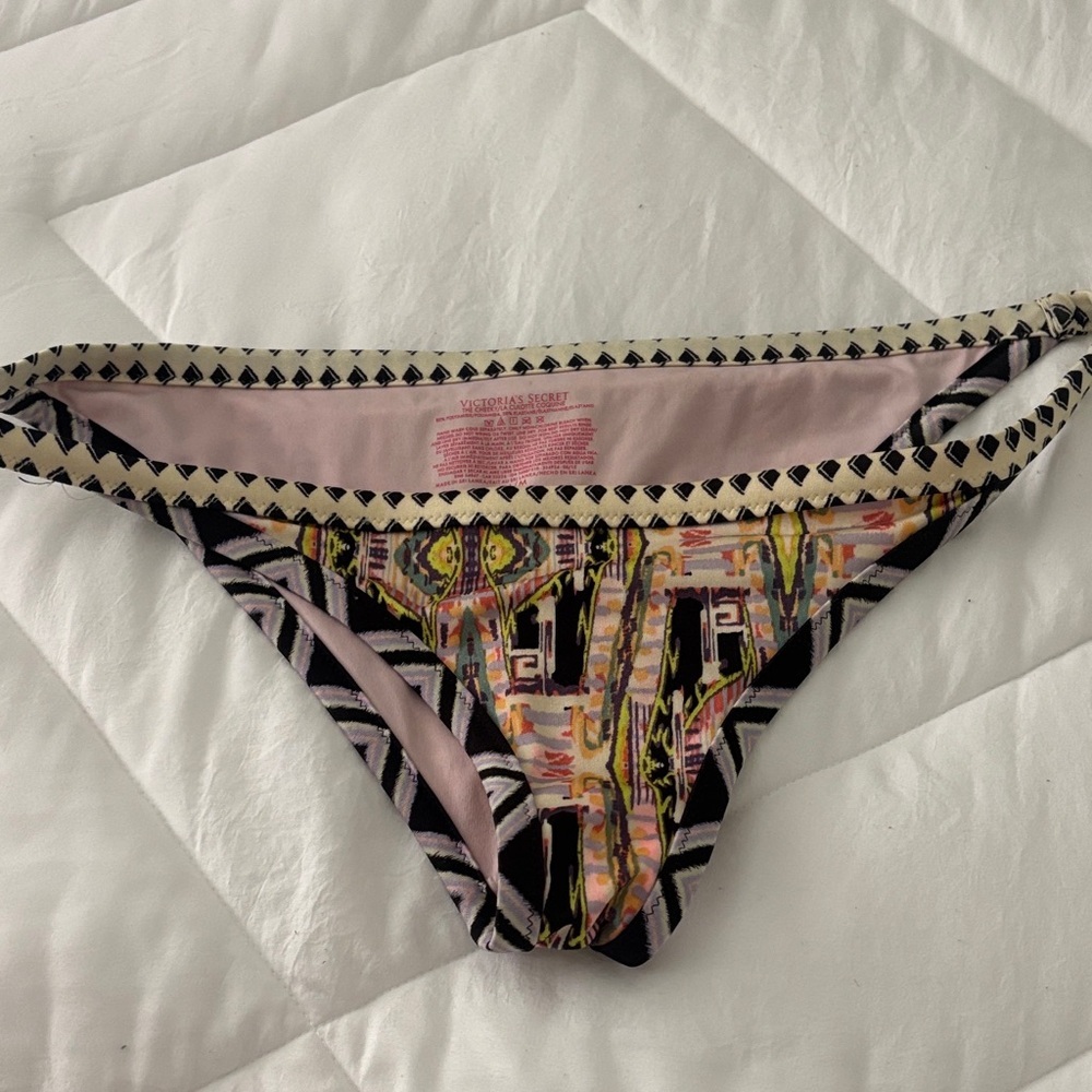 Victoria's Secret Multicolor Pink & Black Print Bikini Bottom